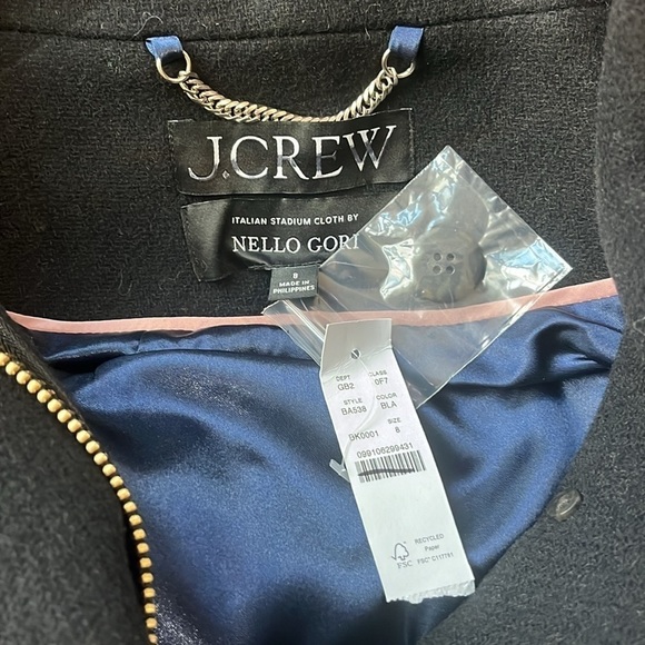 J. Crew Villa coat in Italian stadium cloth wool BA538 Black 8 - Picture 6 of 6